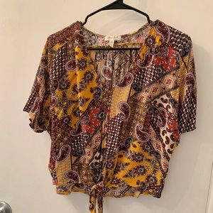 Fall-ready tie-front top